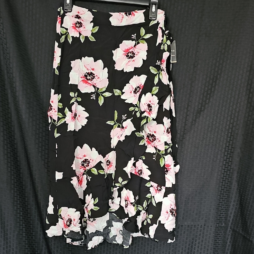 Floral Black and Pink Women's Wrap Skirt